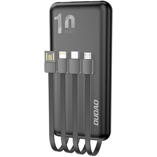 Dudao Powerbank K6Pro 10000mAh univerzalni z USB-C microUSB Lightning kablom, črn, (21533800) Cene