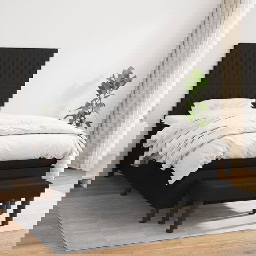 VidaXL Box spring postelja z vzmetnico črna 90x200 cm blago Slike