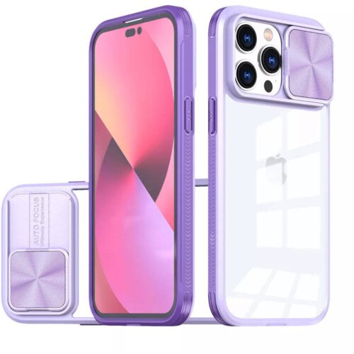 Onasi Lens Cover silikonski ovitek zaščita za iPhone 15 Plus - prozorno/vijola Cene