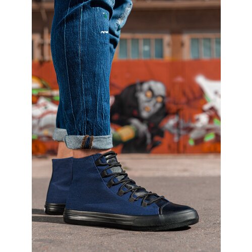 Ombre Men&amp;#039;s shoes sneakers in combined materials - navy blue Slike