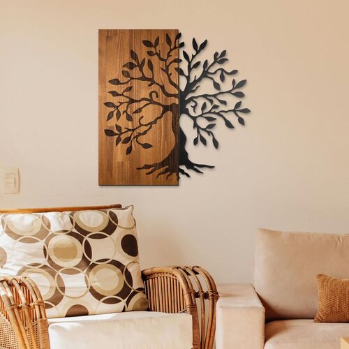 Wallxpert Aura of Nature -1 - Black, Walnut BlackWalnut Decorative Wooden Wall Accessory Slike