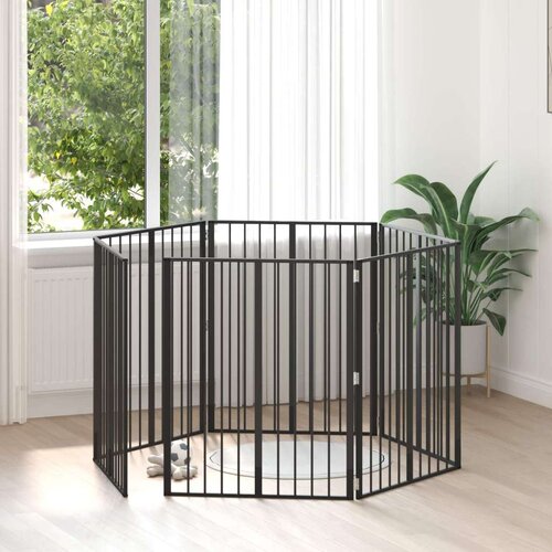  Pasja vrata 6 pcs Črna 80 x 100 cm Cinkana jeklena, (5000232697) Cene