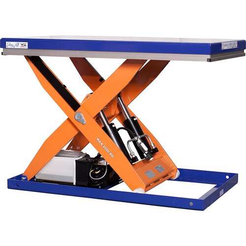 Edmolift Kompaktna dvižna miza, stacionarna, nosilnost 2000 kg, plošča DxŠ 1300 x 800 mm, uporabni dvig 820 mm Cene