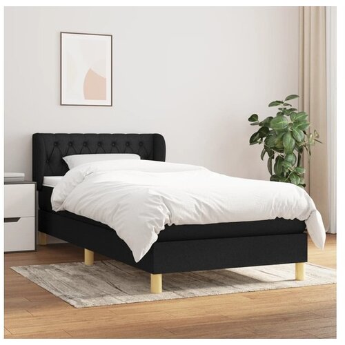  Box spring postelja z vzmetnico črna 90x200 cm blago Cene