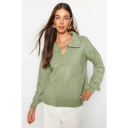 Trendyol Mint Wide Fit Soft Textured Boucle Knitwear Sweater