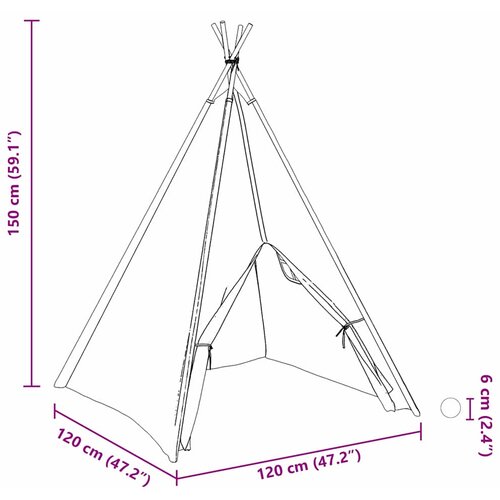  Teepee &amp;scaron;ator Bijelo 120 x 120 x 150 cm Tkanina i plastika Slike
