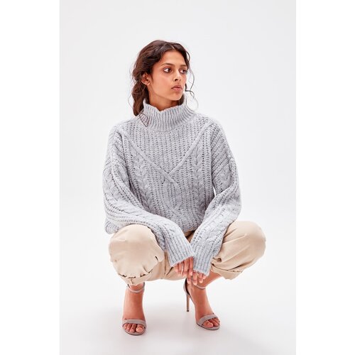 Trendyol Ženski džemper Knitwear siva Slike