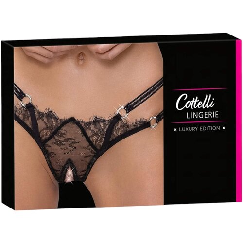 Cottelli luksuzne, otvorene tange s prstenom (crne) - M/L Cijene