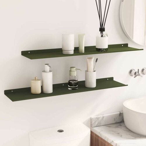  Polica na zidu Zidne 2 pcs Maslinasto zelena 80 x 18 x 2 5 cm - Maslinovo zelena 80 x 18 cm 2 Slike