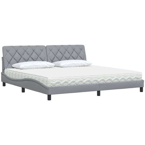  Krevet s madracem svjetlosivi 200 x 200 cm od tkanine Slike