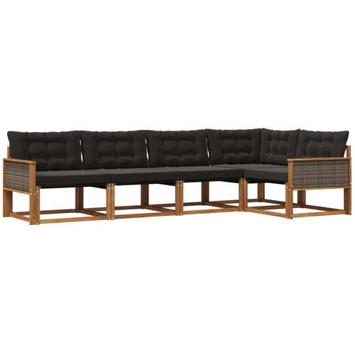 vidaXL Zunanja garnitura za sedenje z blazino 5 pcs Naravna in črna, (5000273494) Cene