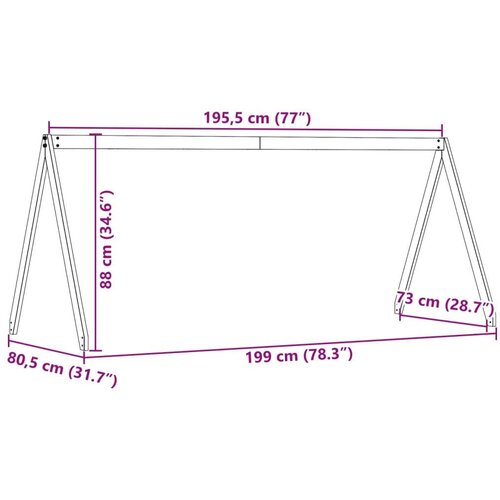 VidaXL krov za dječji krevet vo&amp;scaron;tano smeđi 199 x 80,5 x 88 cm borovina Slike