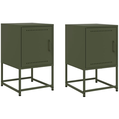 Maison Chic Dvo delni komplet Nočne omarice - Nočne mize olivno zelena 36x39x60,5 cm jeklo, (21688739) Slike
