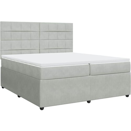  Krevet s oprugama i madracem svjetlosivi 200x200 cm bar&amp;scaron;unasti Slike