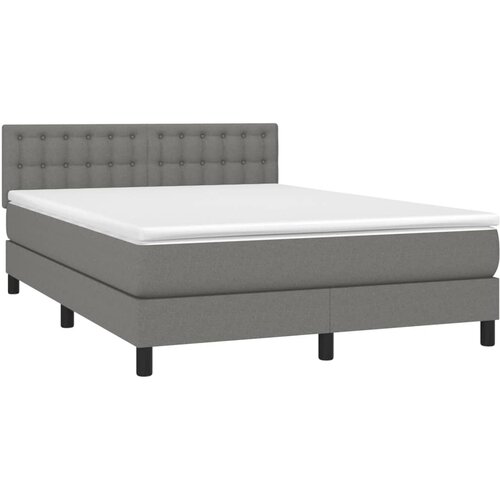  Krevet s oprugama i madracem tamnosivi 140x190 cm od tkanine Slike