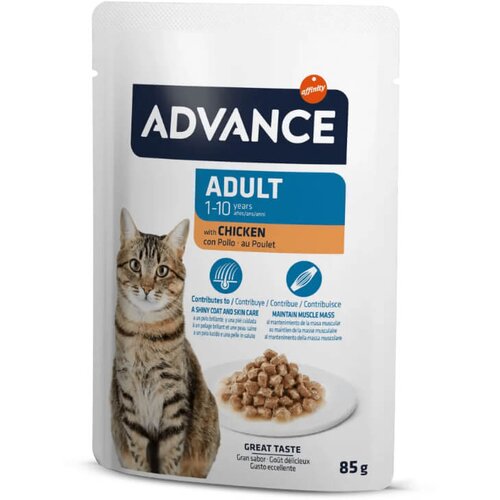 Advance Cat Adult ko&scaron;čki v omaki, vrečka - pi&scaron;čanec - 85 g 85 g Cene