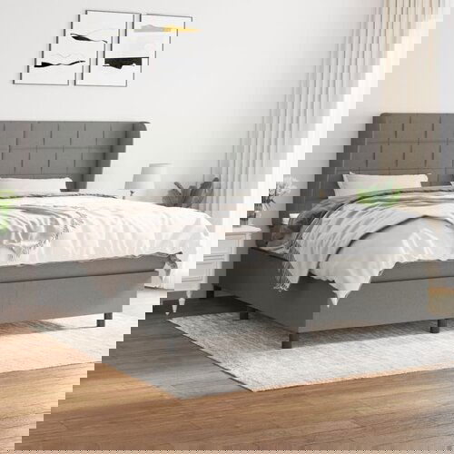 vidaXL Okvir kreveta s oprugama i madrac svjetlosivi 180x200cm tkanina Cijene