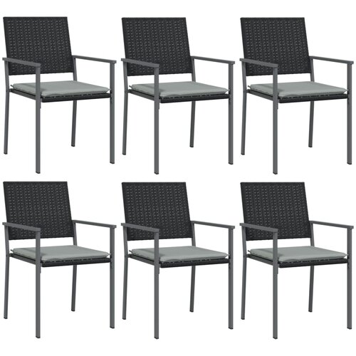 Maison Chic Vrtni stoli - Stol za vrt z blazinami 6 kosov črni 54x62,5x89 cm poli ratan JS2365, (21876404) Slike