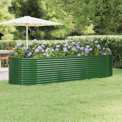 vidaXL Visoka greda iz prašno premazanega jekla 322x100x68 cm zelena Cene