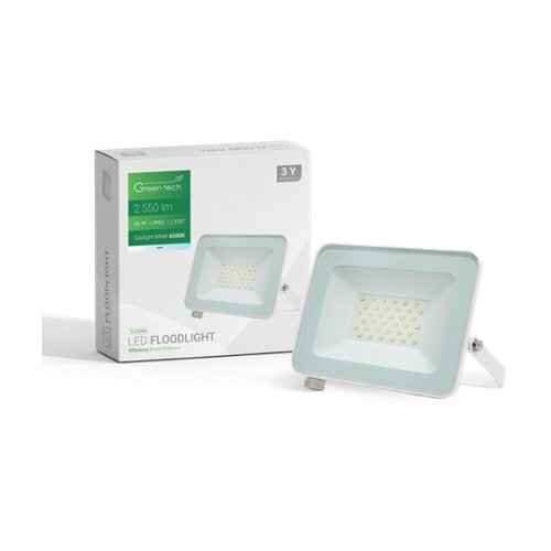 Greentech led reflektor 30w 6500k 2550lm ip65 beli ( ALX-30WH ) Cene