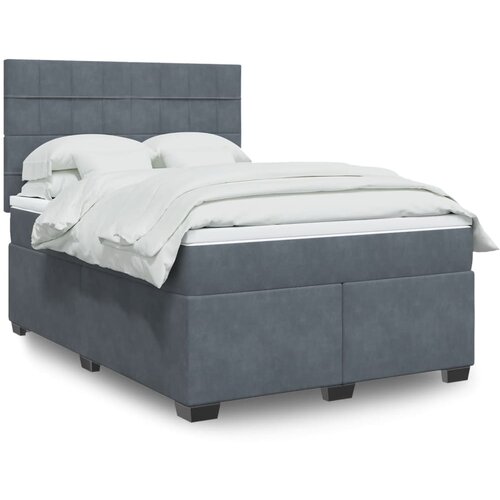 vidaXL Box spring postelja z vzmetnico temno siva 160x200 cm žamet Cene