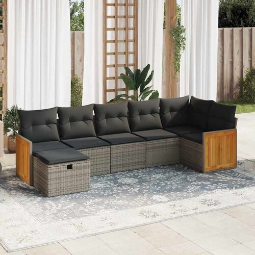 vidaXL 7-dijelni set vrtnih sofa sivi od poliratana Cijene
