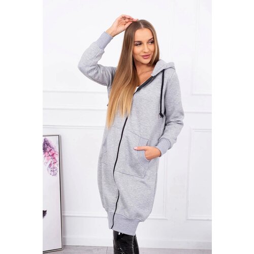 Kesi Long insulated sweatshirt with a hood gray Cene