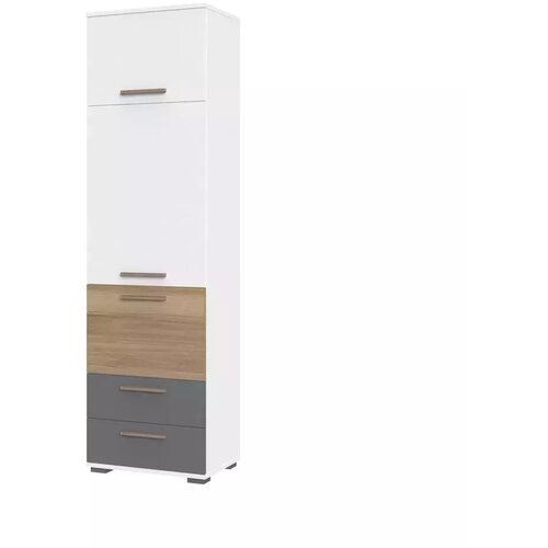 Jela VITRINA ARC F5 (VE BARV)-Bela mat lak/pacifik oreh/grafit mat lak Slike