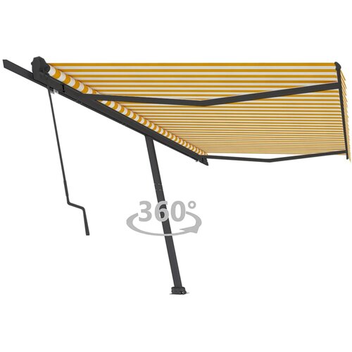 vidaXL prostostoječa avtomatska tenda 500x350 cm rumena/bela Cene