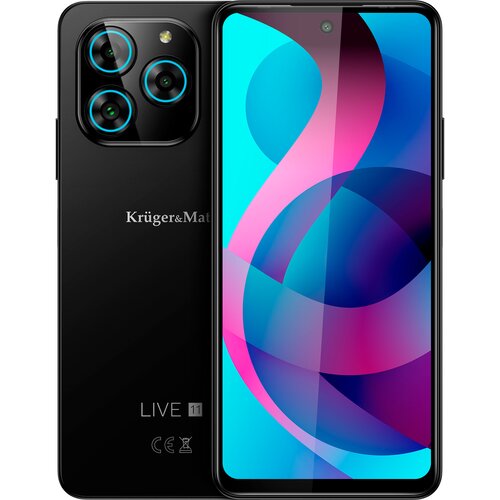  50Mpx pametni telefon 2x SIM 128GB NFC Android 13 IPS LIVE 11 crni Slike