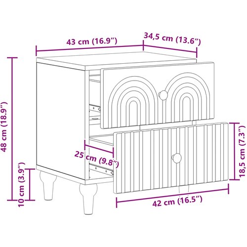  Noćni ormar 2 pcs Bijela 43 x 34,5 x 48 cm Konstruirano drvo Slike