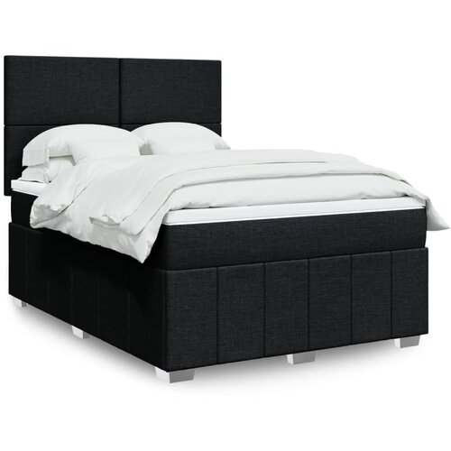 vidaXL Box spring postelja z vzmetnico črna 140x200 cm blago Cene