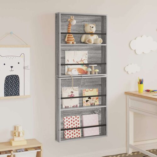  Polica za časopise s policom 2 pcs Siva Sonoma 60 x 12 x 70 cm Slike