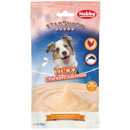 Nobby starsnack dog licky krema, pi&amp;scaron;čanec in losos - 5 x 15 g Slike