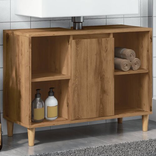 VidaXL Kopalni&amp;scaron;ka omarica artisan hrast 80x33x60 cm inženirski les Slike