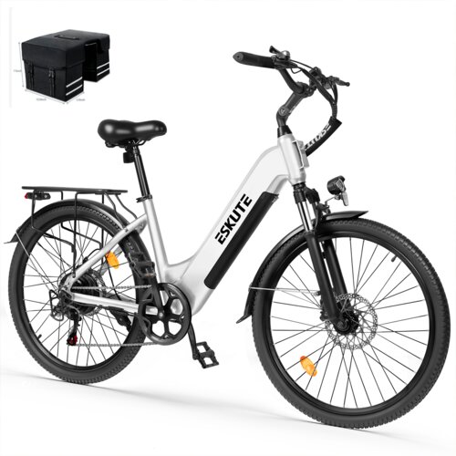 ESKUTE Električno mestno kolo C202, Step-Through 26&amp;quot;, 48V 17,5Ah, 7 prestav, belo, (5000241798) Slike
