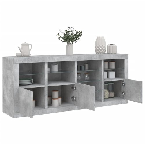 VidaXL Komoda z LED lučkami betonsko siva 164x37x67 cm Slike