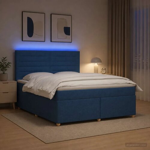  Boxspring krevet s madracem Plava 140 x 190 cm Tkanina - Plava 140 x 190 cm Dizajn linija Cijene