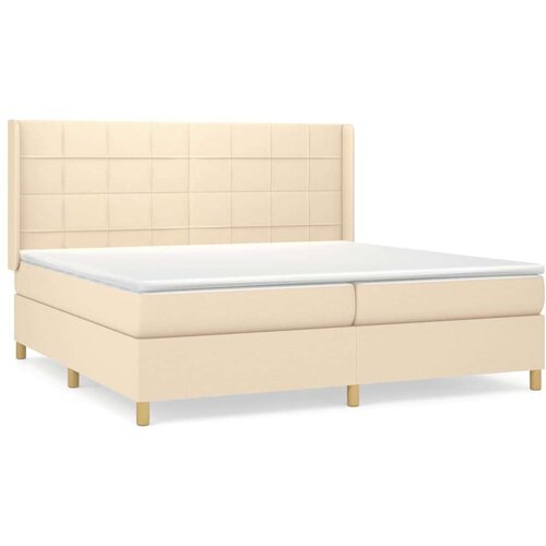  Krevet s oprugama i madracem krem 200 x 200 cm od tkanine Slike