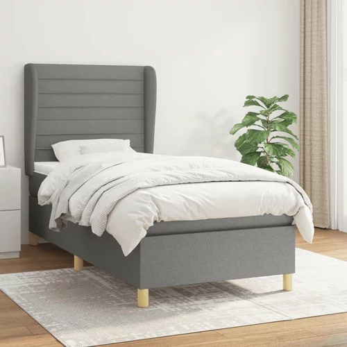  Box spring postelja z vzmetnico temno siva 100x200 cm blago, (20899884)