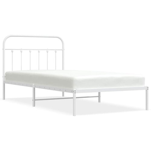  Metalni okvir za krevet s uzglavljem bijeli 107x203 cm Slike