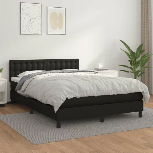  Box spring postelja z vzmetnico črn 140x190 cm umetno usnje, (20725901)