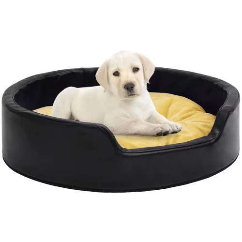 vidaXL pasja postelja črna in rumena 79x70x19 cm pliš in umetno usnje
