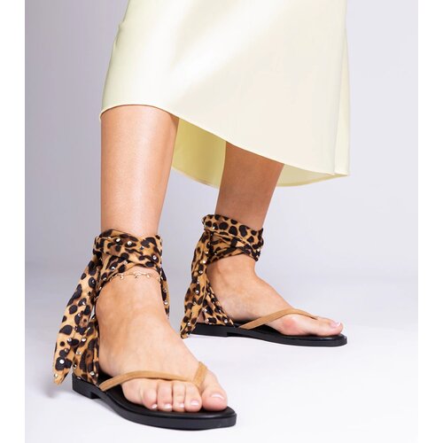 Gemre Santrium leopard print thong sandals tied around the leg Cene