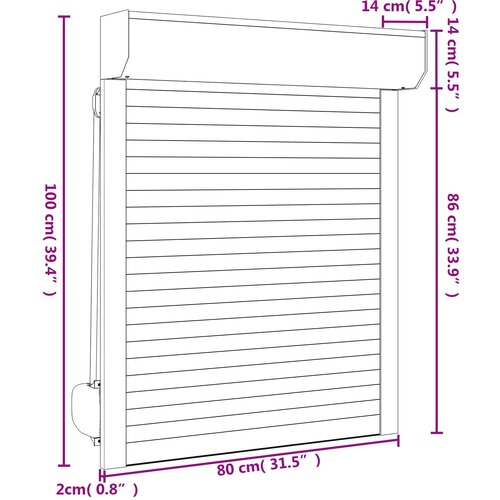  Roletna Antracit 80 x 100 cm Aluminij i poliuretan Slike