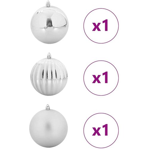 VidaXL Set Božićnih Ukrasnih Kuglica Ostalo 3 pcs Srebrno &amp;Oslash; 25 cm Slike
