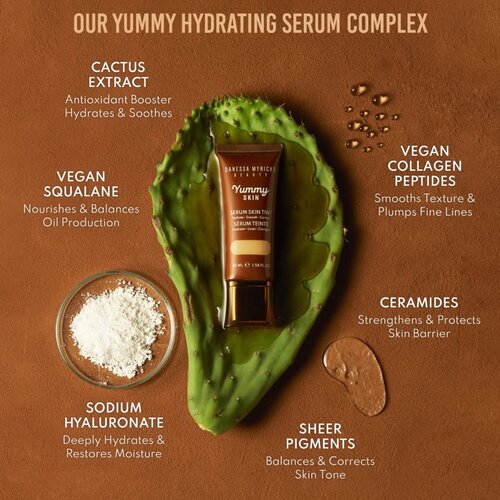 Danessa Myricks Beauty Yummy Skin Serum Skin Tint vlažilni tekoči puder z gladilnim učinkom odtenek 10 - Tan Skin with Neutral Olive Undertones 45 ml Slike
