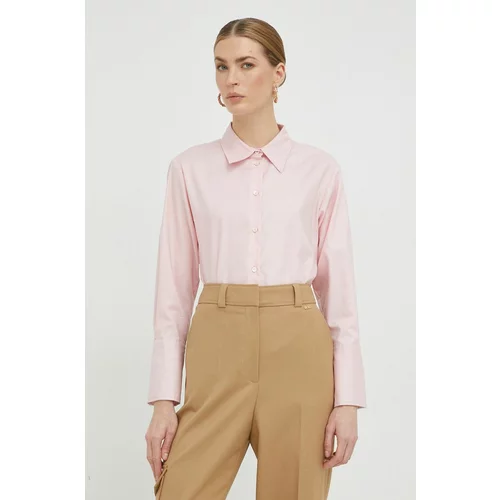 Marella Pamučna košulja za žene, boja: ružičasta, regular, s klasičnim ovratnikom