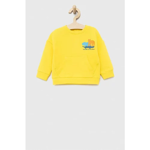 OVS Bombažen pulover za dojenčka rumena barva