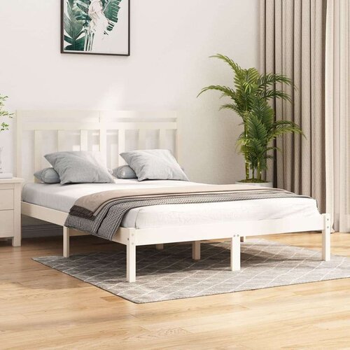  Posteljni okvir bel iz trdnega lesa 160x200 cm, (20708174) Slike